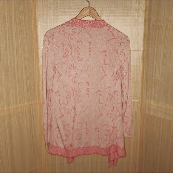 Cupio Women’s Pink Cream White Open Front Thin Soft Cardigan Medium - Picture 2 of 6